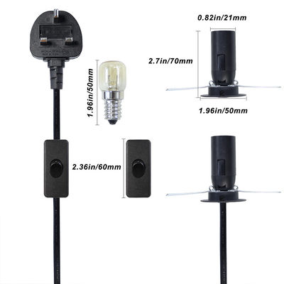 UK Stekker E14 Zoutlamp Snoer met 303 Schakelaar 1.2M