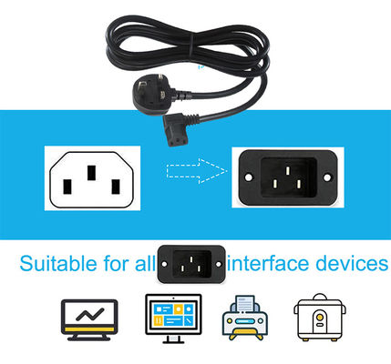 5m Cplug Reducer B UK Plug To Iec 90 graden C13 Power Cord met Pure Copper Conductor