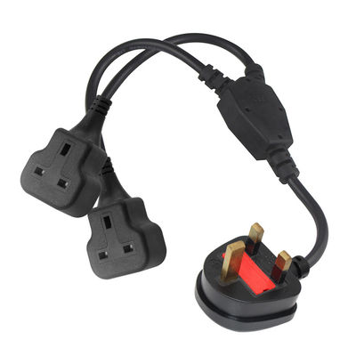 Koper 3 Draden AC Power Cord UK 3Pin Man tot Dubbel Vrouwelijke Connector Y Splitter Engeland Kabel