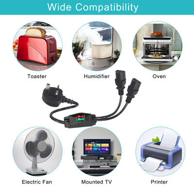 UK Plug Standard Y Shape 2 In 1 AC Cable Splitter 7A Rating Voldoet aan klantvereisten