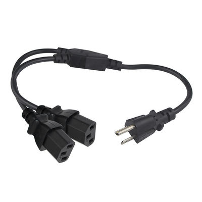 2 stopcontacten Y Splitter Computer Power Cord met standaard Nema 515P AC Plug en C13 Inlet