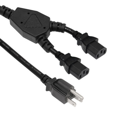 2 stopcontacten Y Splitter Computer Power Cord met standaard Nema 515P AC Plug en C13 Inlet