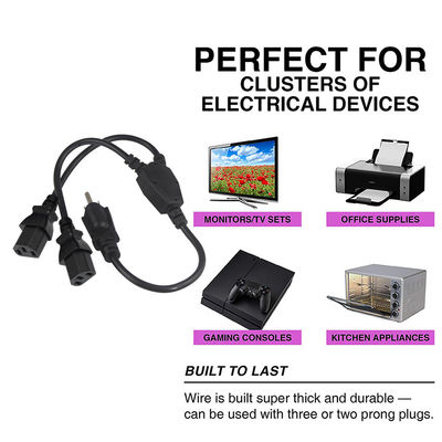 2 stopcontacten Y Splitter Computer Power Cord met standaard Nema 515P AC Plug en C13 Inlet