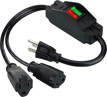 Optioneel 125V 15A NEMA 5-15 Plug to 515 Dual Outlets US 3Pin On Off Switch Stromverlengingskabel Y Splitter
