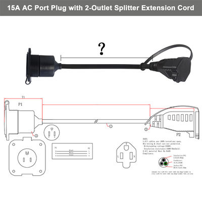 Stroomtoevoer SJTW US Man tot Vrouw Plug NEMA 5-15R Tot Waterdichte Converter