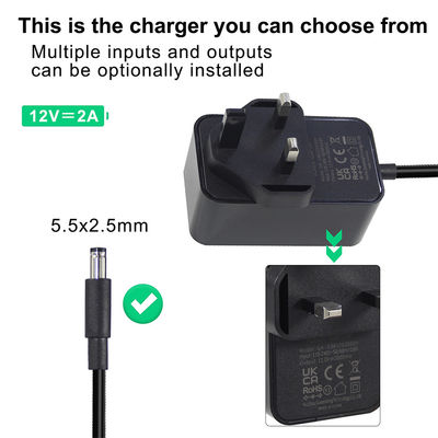 12V 1.5A Britse Ac To DC 5.5*2.1 5.5*2.5mm voedingsadapter met ROHS-certificaat