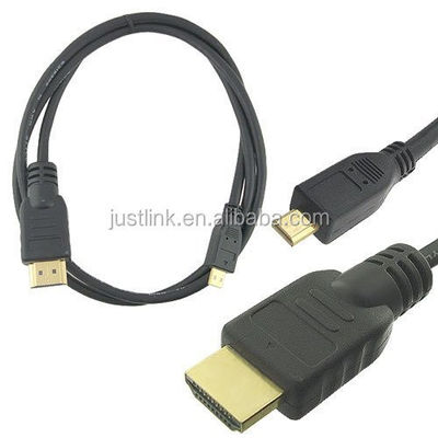 High Speed 5FT 1.5M V1.4 Male to Male HDMI to Micro HDMI kabel voor HDTV PS3 XBOX 3D LCD