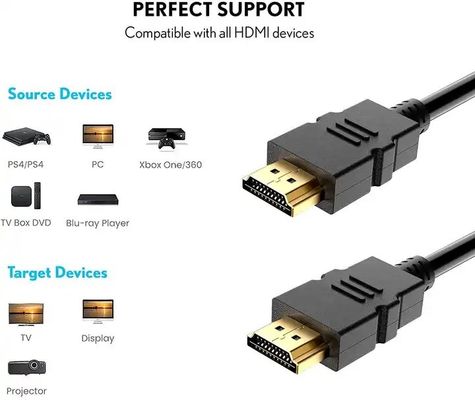 1M-30M Zwarte 4K HDMI-kabel met vlechtbescherming 24k verguld man-man 2.0 3D 60Hz