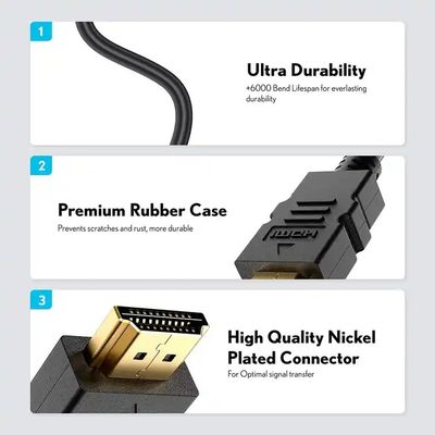1M-30M Zwarte 4K HDMI-kabel met vlechtbescherming 24k verguld man-man 2.0 3D 60Hz