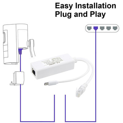 USB van 48 Volt POE Splitter naar 12V Camera 802.3af USB Type C Single Lan Port 1A 1.2A