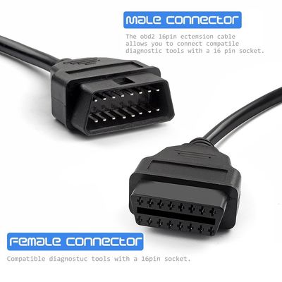 9-36v Custom Car Diagnostic Cable 28-24AWG DVR OBD2 16Pin naar USB A Male OBD Step Up Cable
