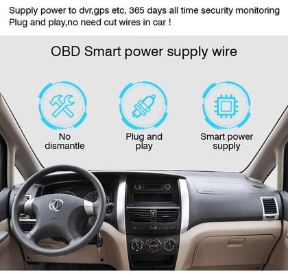 5V 12V auto-oplader stroomverlengkabel OBD-2 tot type C USB-C kabel voor dashcam