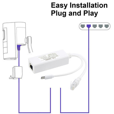 24V 12V 5V POE passieve injector USB-C type C kabel en Ethernet RJ45 connector