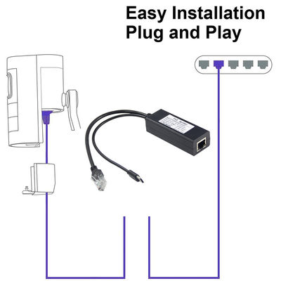 12v 2a Type C en LAN Port RJ 45 Verbind USB Poe Splitter voor Power Over Ethernet