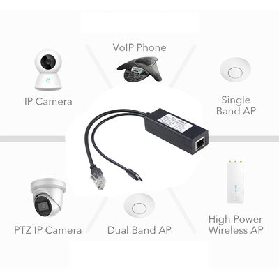 1Gbps POE Splitter USB-C Adapter IEEE 802.3af Compatibel voor WiFi/beveiligingscamera's
