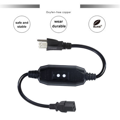 Huishoudelijk apparaat IP54 Buitenkabel met GFCI NEMA 5-15P tot IEC 60320 C13 Vrouwelijke kabellengte 0,5 m