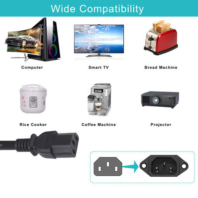 Huishoudelijk apparaat IP54 Buitenkabel met GFCI NEMA 5-15P tot IEC 60320 C13 Vrouwelijke kabellengte 0,5 m