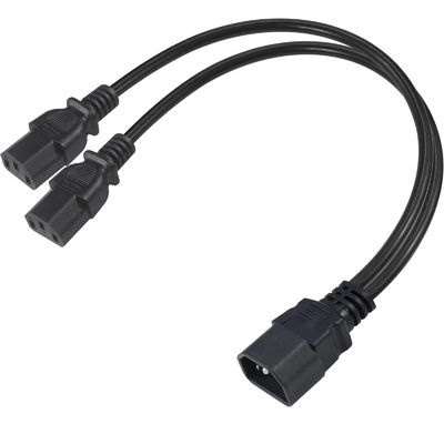 C14 Man tot 2XC13 Vrouwelijke stopcontactstroomkabel Y Verlenging Ac-kabelsplitter