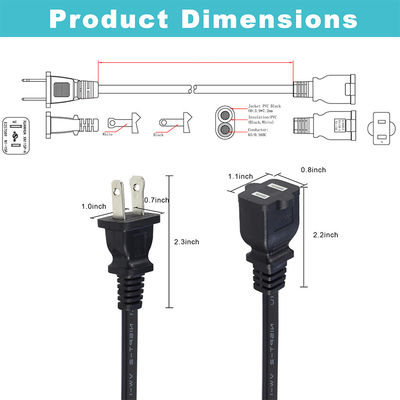 US 2-prong man tot vrouw NEMA 1-15P tot NEMA1-15R CPU PDU Extender Extension Cable