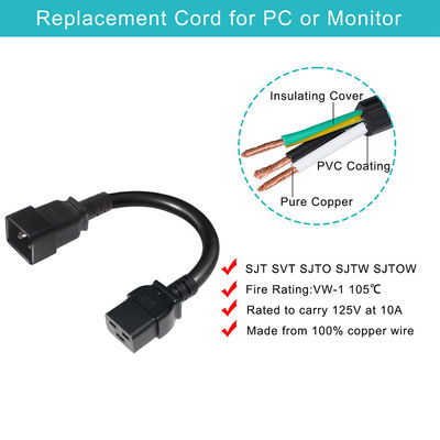2Xc19 Plug 20A Heavy Duty Pdu 15A 250V 14 Awg tot C20 Kabelstroomkabel