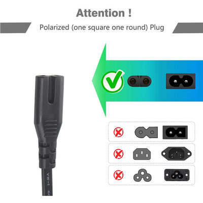 Universaal 2prong AC-stroomkabel EU 2PIN tot IEC Vrouwelijke C7-afsluiting 0,75MM
