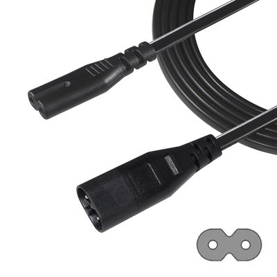 2M Iec320 Zwarte blootgestelde draad stroomkabel Ac C7 tot figuur 8 C8 verlengkabel
