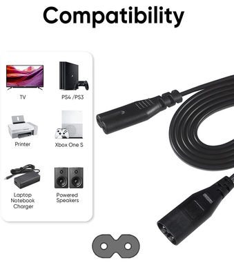 2M Iec320 Zwarte blootgestelde draad stroomkabel Ac C7 tot figuur 8 C8 verlengkabel