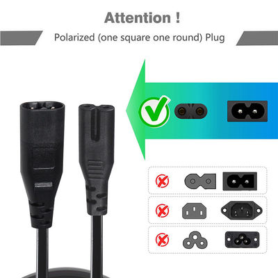 0.8M C7 tot en met C8 Power Cord 18AWG PVC Jacket ROHS gecertificeerd