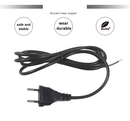 Stroomtoevoerplug Eu 2 pin tot ontdaan stroomtoevoerstrook stroomkabel open draad vrij einde