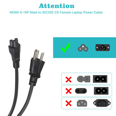 15 ft 120 volt laptop stroomkabel met Nema 515P tot IEC 320 C5 connector gecertificeerd