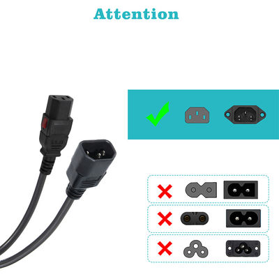 18 awg Computer Panel Mount Iec Cord C14 Man Plug To C13 Vrouwelijke Socket Power Connector