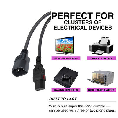 18 awg Computer Panel Mount Iec Cord C14 Man Plug To C13 Vrouwelijke Socket Power Connector