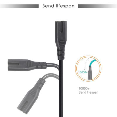 Universaal 2prong AC-stroomkabel EU 2PIN tot IEC Vrouwelijke C7-afsluiting 0,75MM