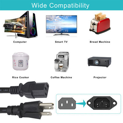 6FT Monitor Laptop Power Cord 3Prong Nema 515P tot IEC 320 C13 voor huishoudelijke apparaten