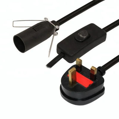 3A 5A Britse gesmolten 3 pin stroom aansluiting zoutlampkabel met 303 Inline Switch E14 lamphouder OEM/ODM