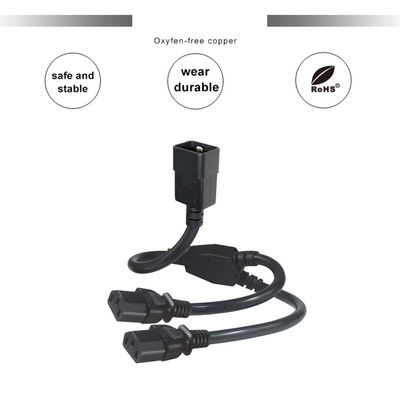 Outlet Y Splitter Power Socket Extension Cable C20 Man tot 2X C13 Vrouwelijke connector 0.75Mm 1.0Mm