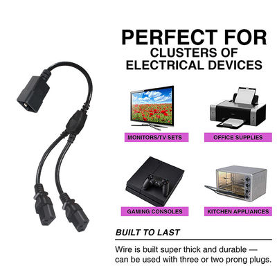 Outlet Y Splitter Power Socket Extension Cable C20 Man tot 2X C13 Vrouwelijke connector 0.75Mm 1.0Mm
