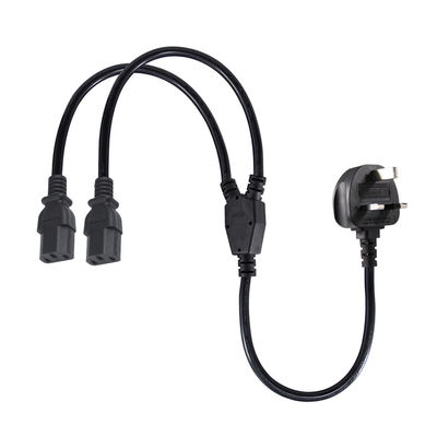 UK 3Pin tot 2x IEC C13 stroomkabel H05VV-F 0,75mm2