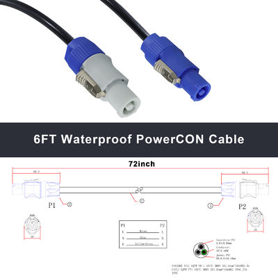 NAC3FCA naar NAC3FCB 20A AC PowerCon-connector SJTW 3 pin-verlengkabel