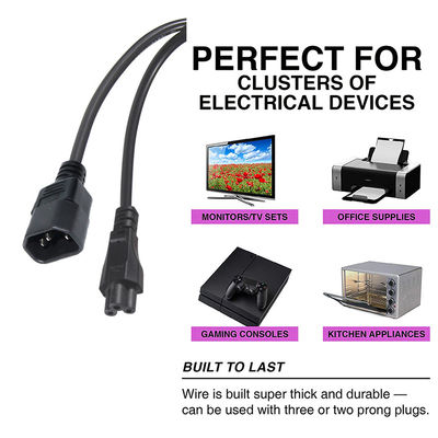 Computer Iec 320 C14 Mannelijk tot C5 Vrouwelijk Stroomkabel Pure Cooper 10A Verlengkabel