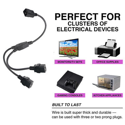 C20 Mannelijk tot vergrendeling Splitter Extension Cable 3 Prong vergrendelbaar Dubbel C19 Power Cord