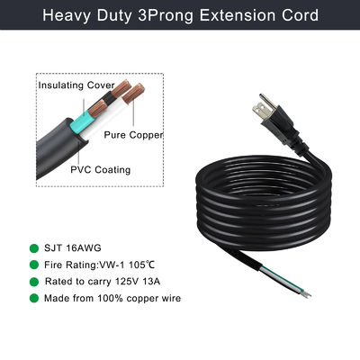 NEMA 5-15P tot 5-15R Stroomkabel 0,5m SJT 16AWG 125V 15A