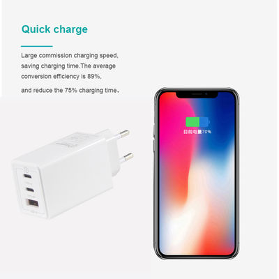 Europese GaN Tech 3Ports 65W USB C USB-A QC3.0 oplader voor laptop wit