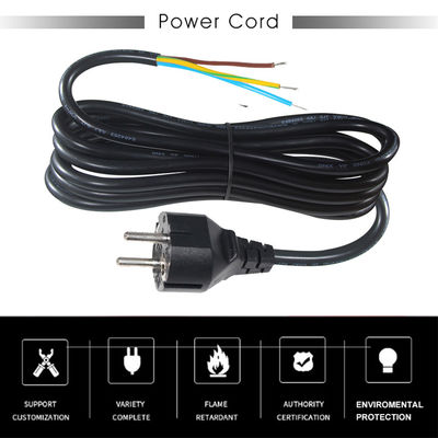 3pin H05vv-f 3g 0,75mm2 Vde Ac 3pin ontdaan en geblokkeerd kabelstroomkabel met stekker Eu strip eind