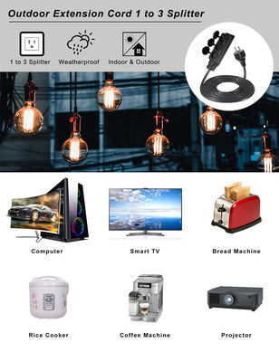 VDE 3 Prong Power Cord vervanging 3 In 1 EU 3pin Mannelijke Plug To 3 X EU 3pin Vrouwelijke Sockets