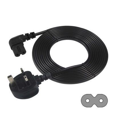 BS Computer AC kabel rechthoekige C7 standaard verlenging 3 draad 10A 250V Britse stroomkabel met PVC-jas en IEC vrouwelijk eindtype