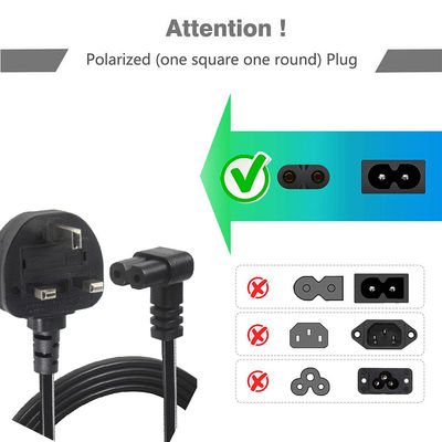 BS Computer AC kabel rechthoekige C7 standaard verlenging 3 draad 10A 250V Britse stroomkabel met PVC-jas en IEC vrouwelijk eindtype