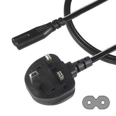 1.8M Zwart 0,75mm BS Standard Plug UK 3 Pin naar IEC C7 AC Power Cord met aangepaste lengte