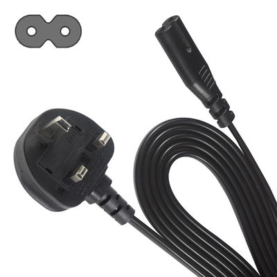 1.8M Zwart 0,75mm BS Standard Plug UK 3 Pin naar IEC C7 AC Power Cord met aangepaste lengte