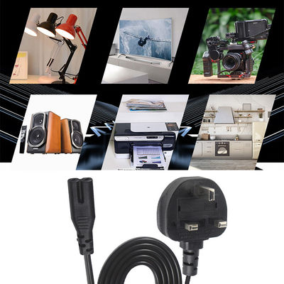 1.8M Zwart 0,75mm BS Standard Plug UK 3 Pin naar IEC C7 AC Power Cord met aangepaste lengte